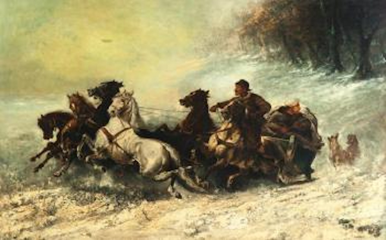 Sleigh scene , by Adolf Schreyer