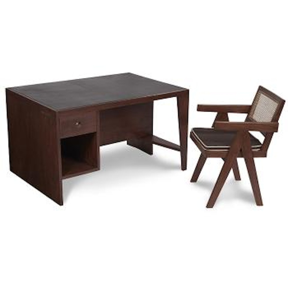Office table desk; bookcase ,
Circa
1954
-
1960 by Pierre Jeanneret