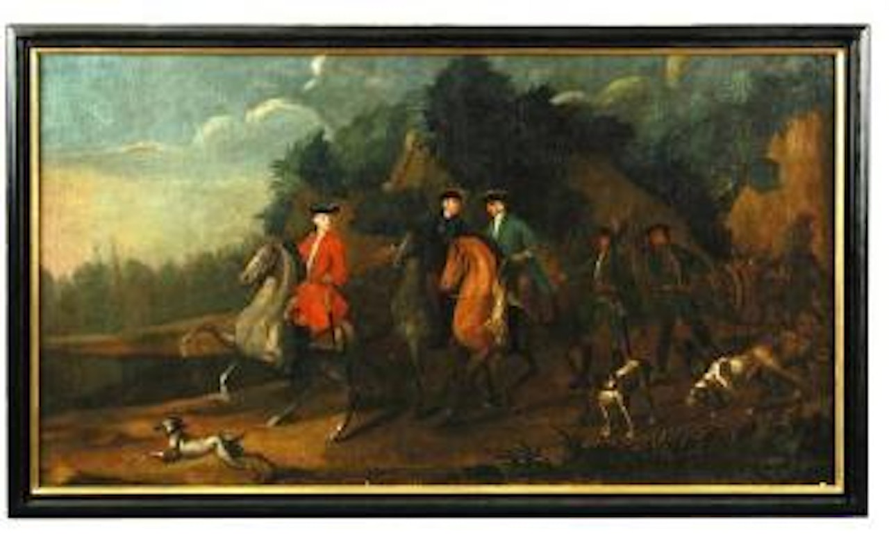 A hunting party with a rider carrying game , by Continental School