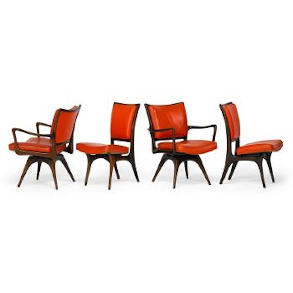 Four chairs, two arm, two side , by Vladimir Kagan
