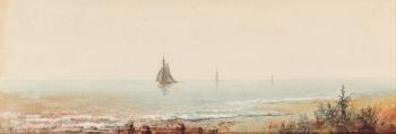 Sailing close to shore , by Alfred Thompson Bricher