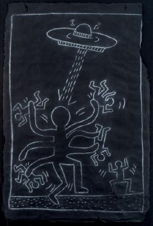 Octopus alien with UFO ,
1983 by Keith Haring