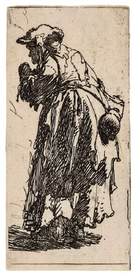 Old beggar woman with a gourd ,
Circa
1630 by Attributed to Rembrandt Harmensz van Rijn