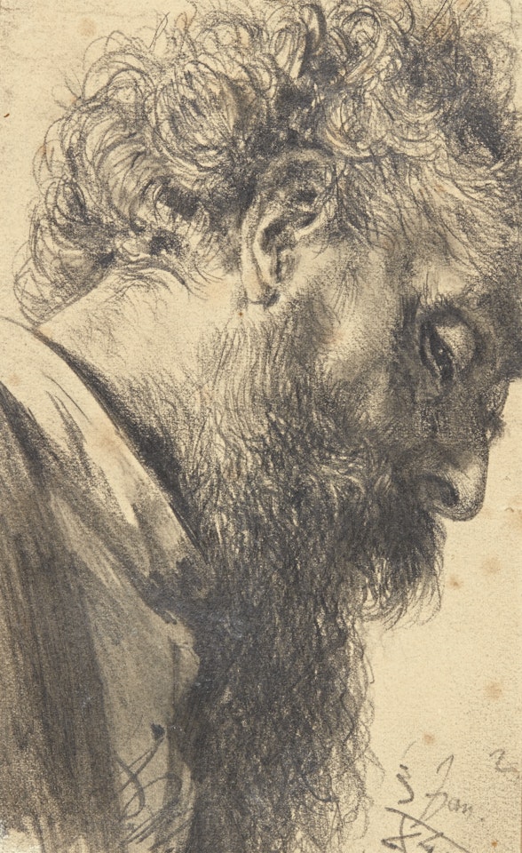 HEAD OF A BEARDED MAN by Adolph Menzel