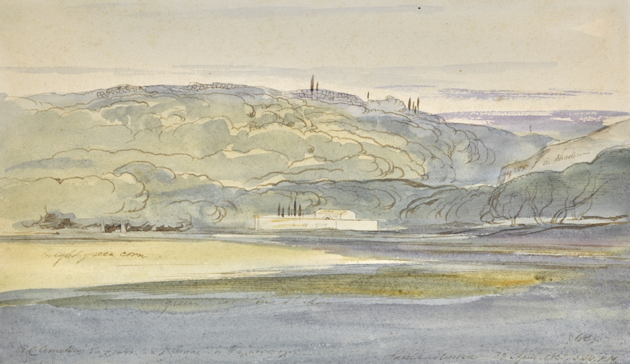ROMAN CATHOLIC CEMETERY AT PALAIOPOLIS, KALIGONI, SANTA MAURA  by Edward Lear