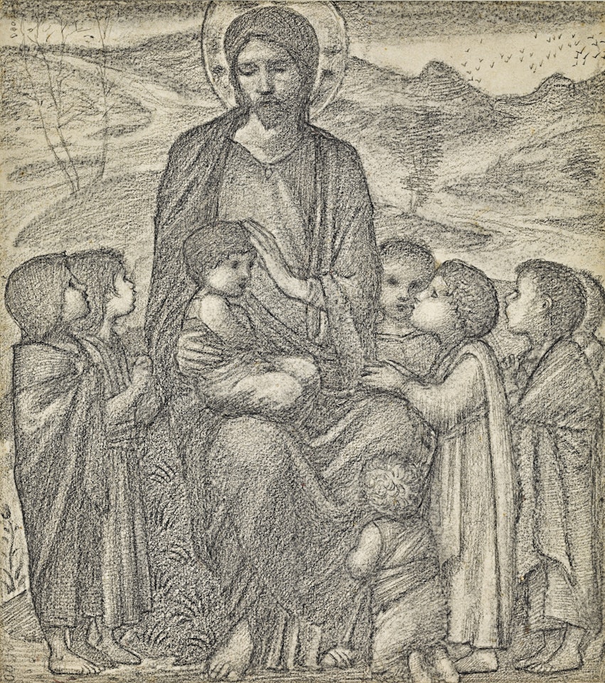 CHRIST BLESSING CHILDREN by Edward Coley Burne-Jones