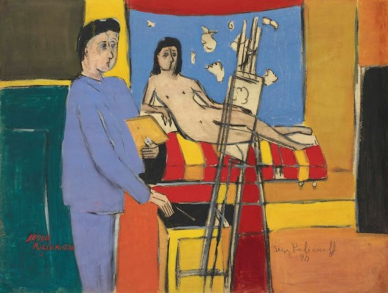Le peintre et son modèle by Serge Poliakoff