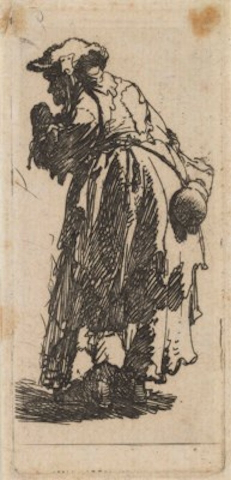 An old Beggar Woman with a Gourd by Attributed to Rembrandt Harmensz van Rijn