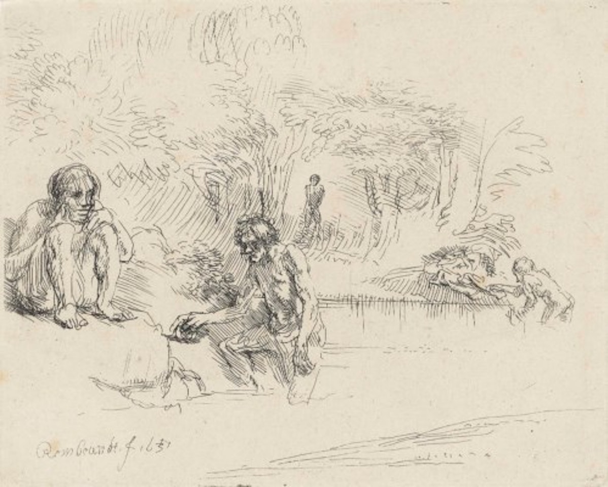 The Bathers by Attributed to Rembrandt Harmensz van Rijn