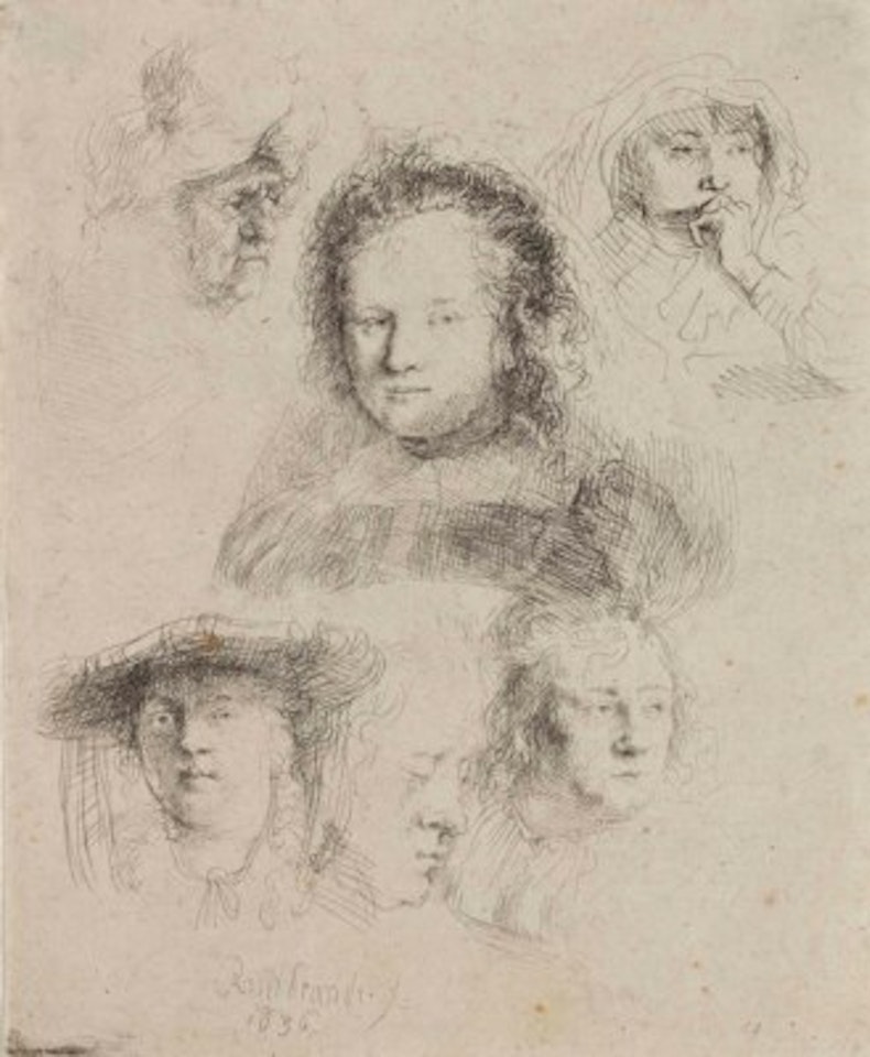 Studies of the Head of Saskia and others by Attributed to Rembrandt Harmensz van Rijn