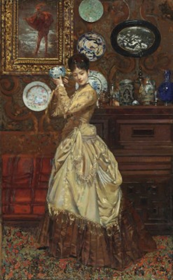 Admiring the porcelain by Edouard Frederic W. Richter