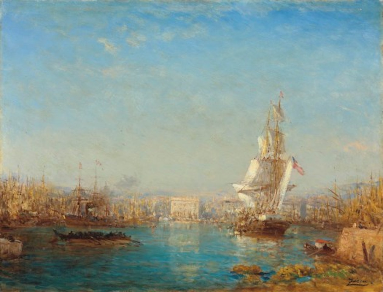 The entrance to the canal, Marseille by Félix Ziem