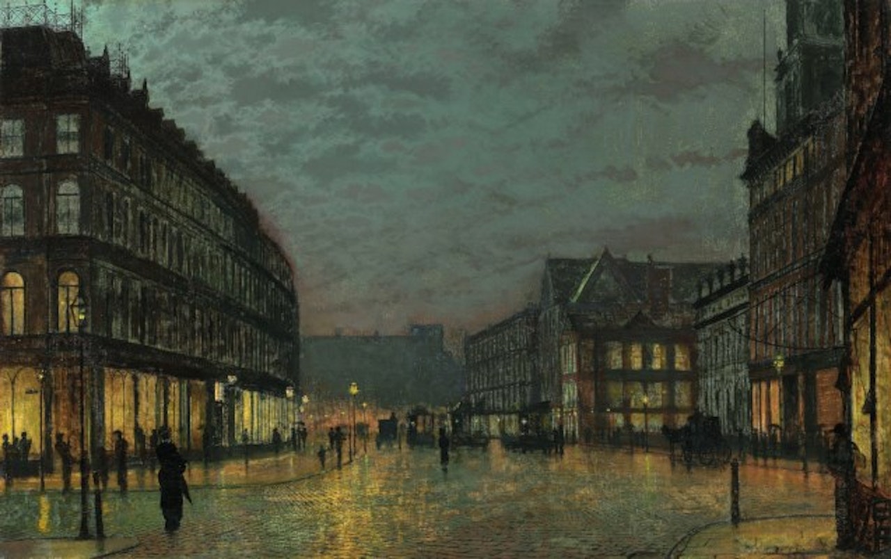 Boar Lane, Leeds by lamplight by John Atkinson Grimshaw
