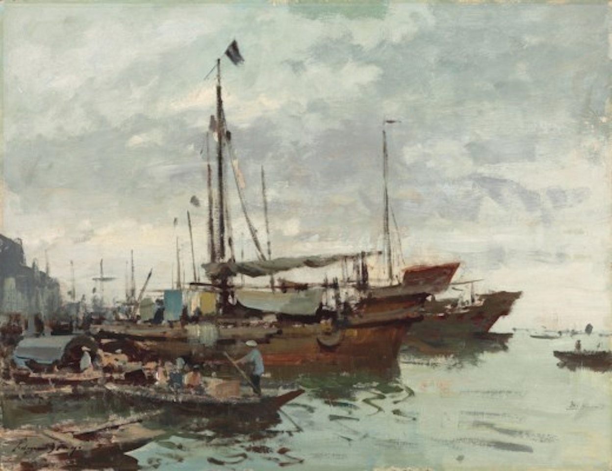 Junks at North Point, Hong Kong by Edward Seago