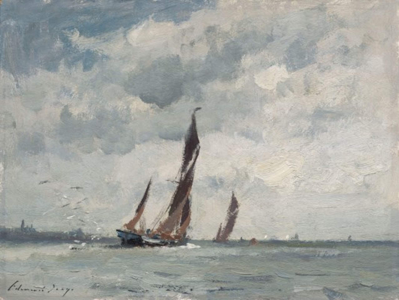 Barges in the Harwich estuary by Edward Seago