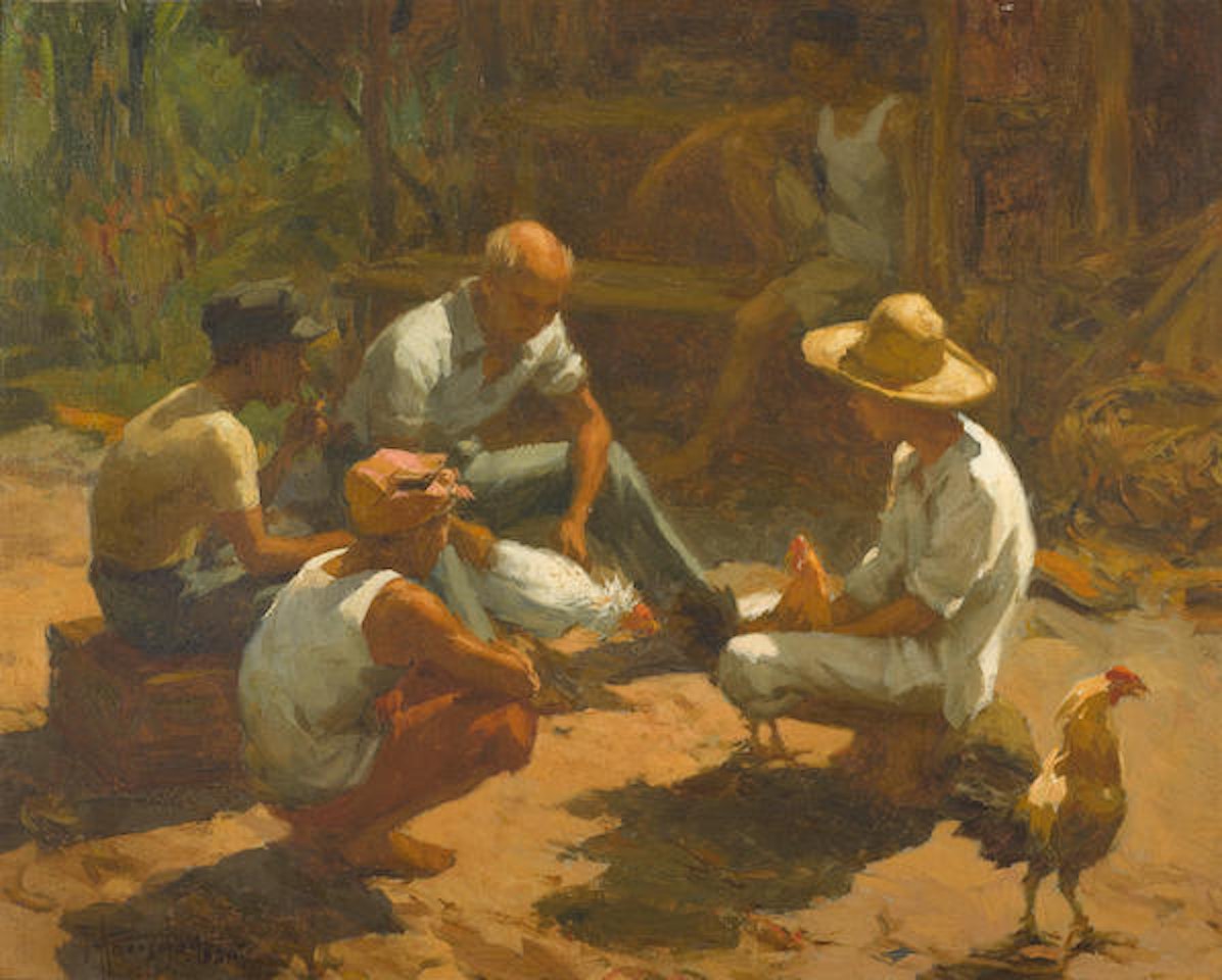 The Cock Fighters by Fernando Amorsolo