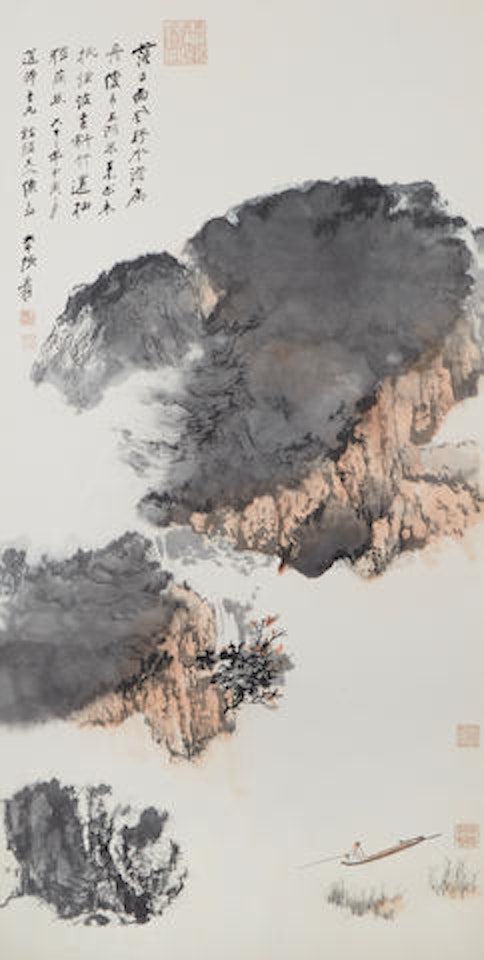 Boating Among Cliffs by Zhang Daqian