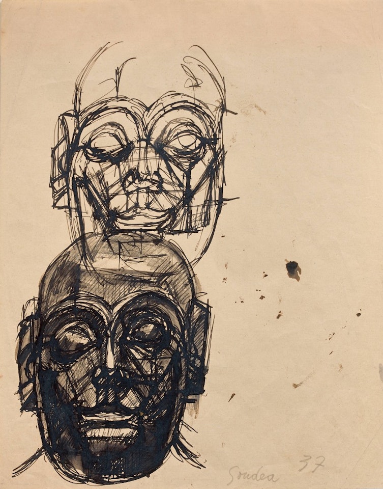 After a Sumerian sculpture: Heads of Goudea by Alberto Giacometti