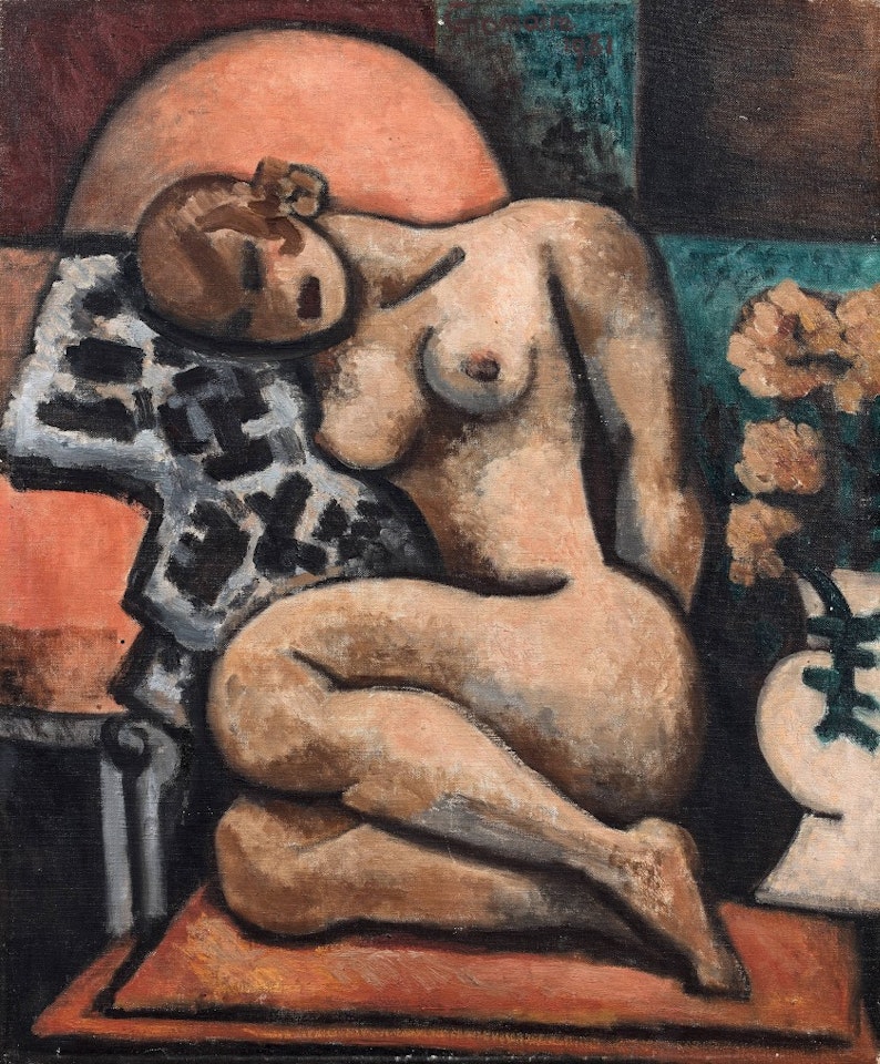 Nude in the pink armchair by Marcel Gromaire