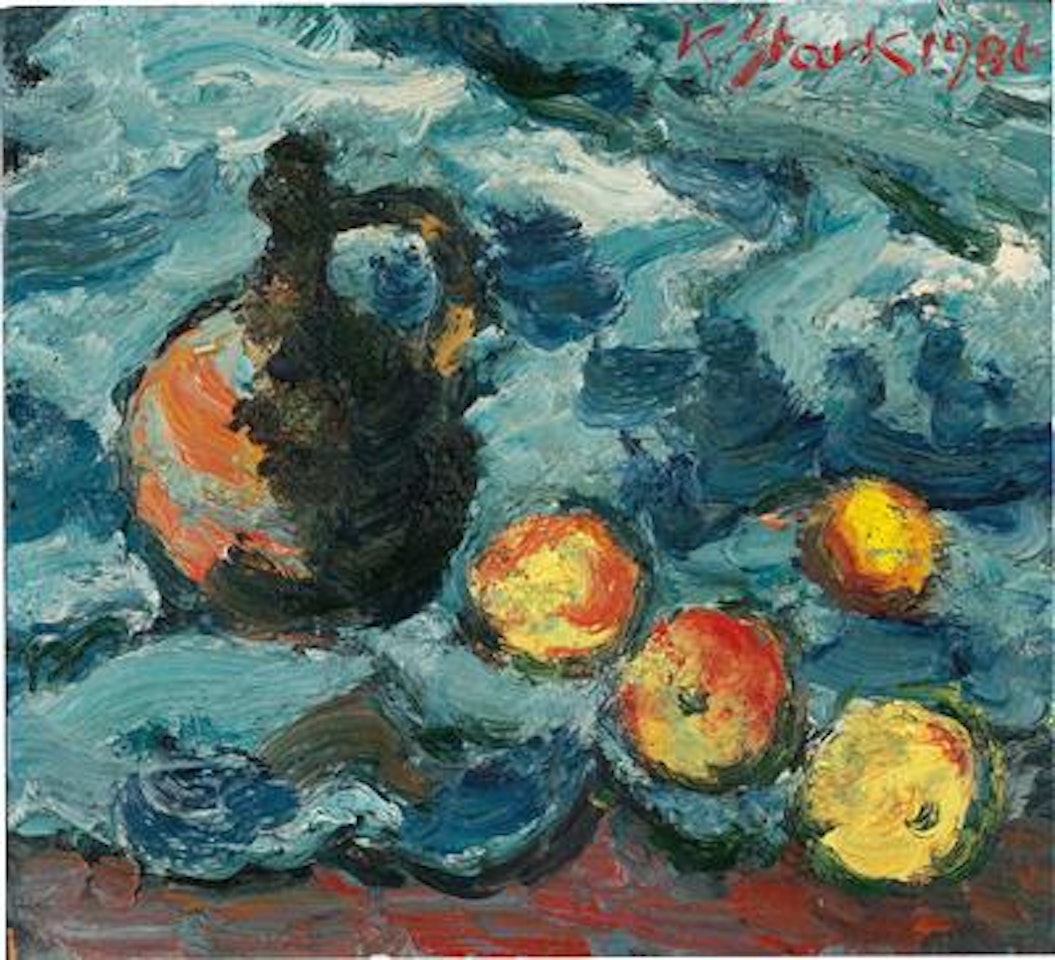 Still life with earthenware and apples by Karl Stark
