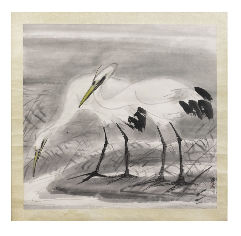 Couple de grues by Lin Fengmian