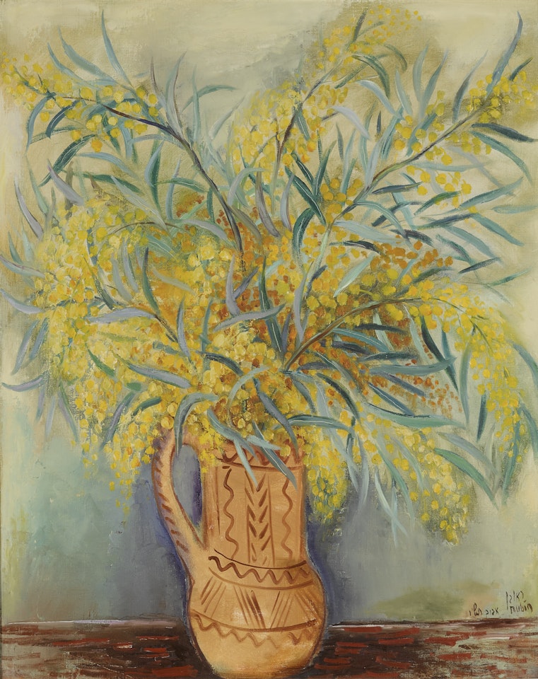 MIMOSAS IN AN ANTIQUE VASE by Reuven Rubin
