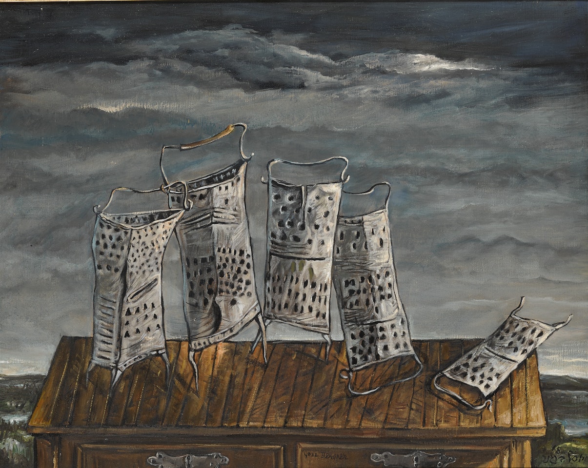 FIVE GRATERS IN A LANDSCAPE by Yosl Bergner