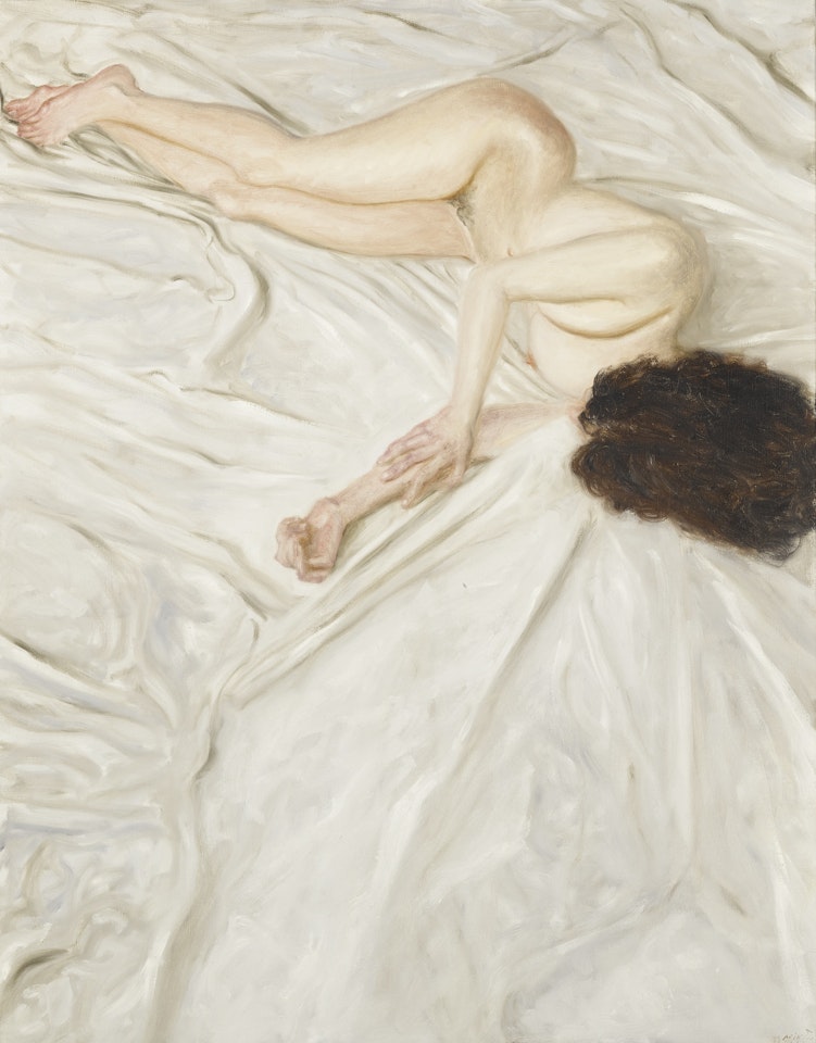 NUDE ON A SHEET by Avigdor Arikha
