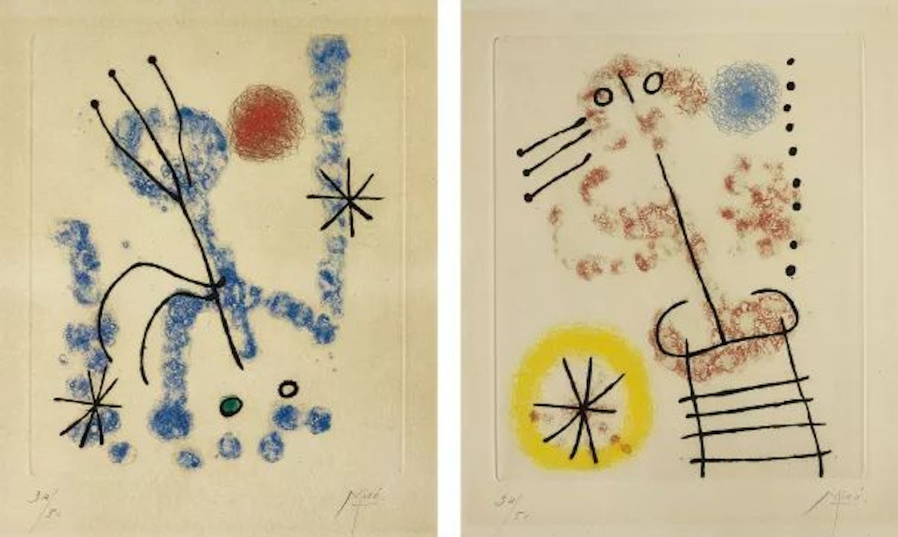 Feuilles éparses (Scattered Leaves): two plates by Joan Miró