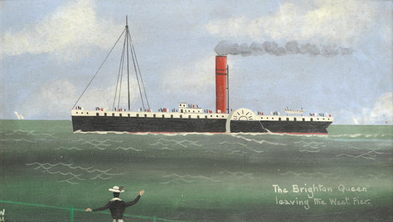 The Brighton Queen leaving the West Pier' by English School
