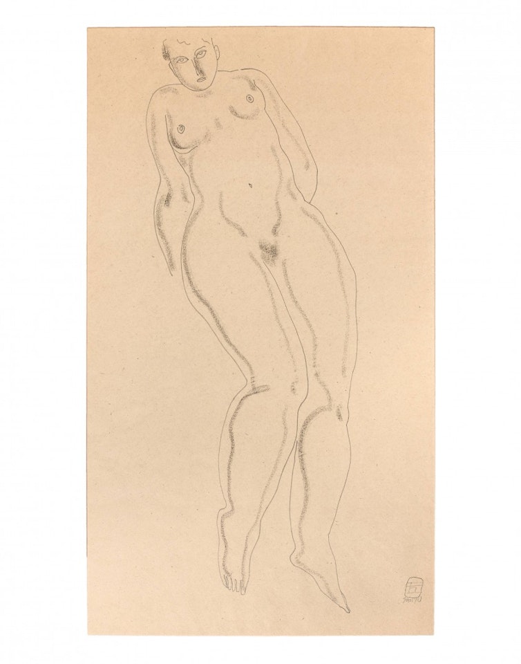 Naked, hands in the back by Sanyu