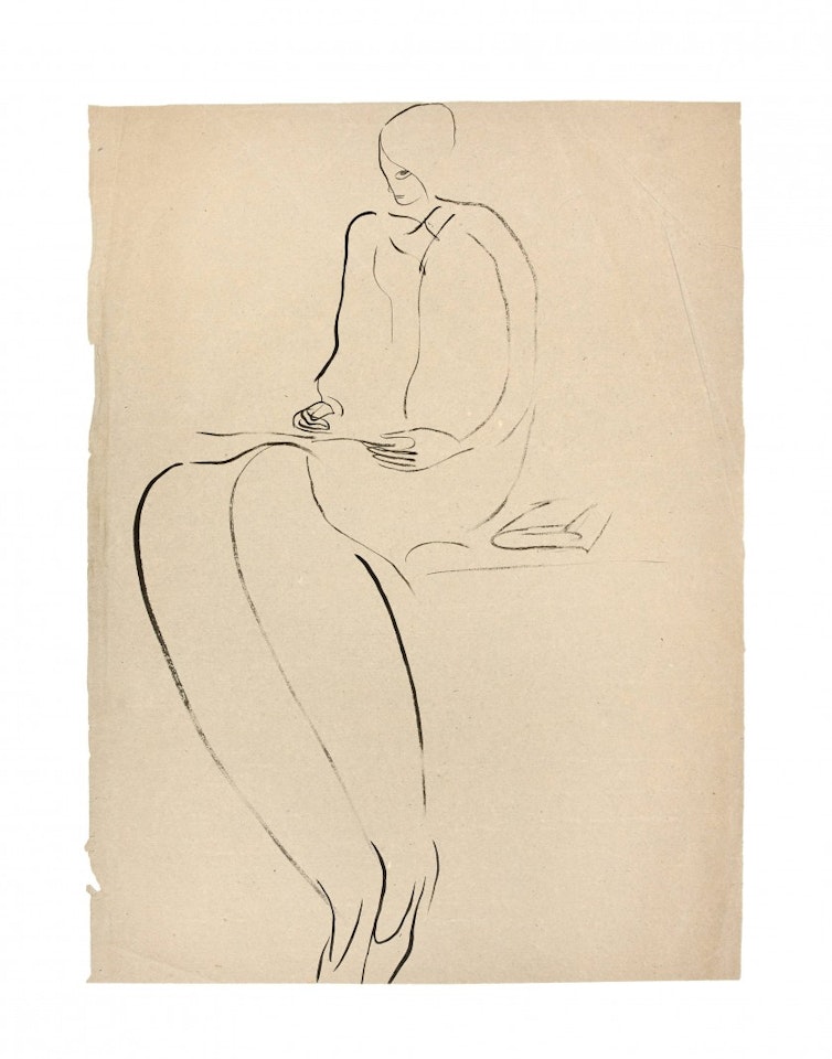 Sitting Woman Drawing by Sanyu