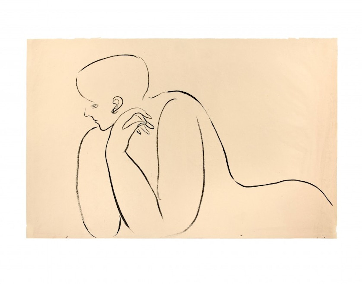 Woman lying, leaning by Sanyu