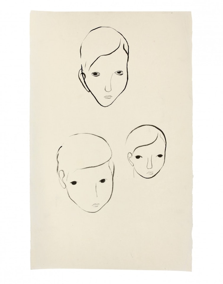 Three studies of heads by Sanyu