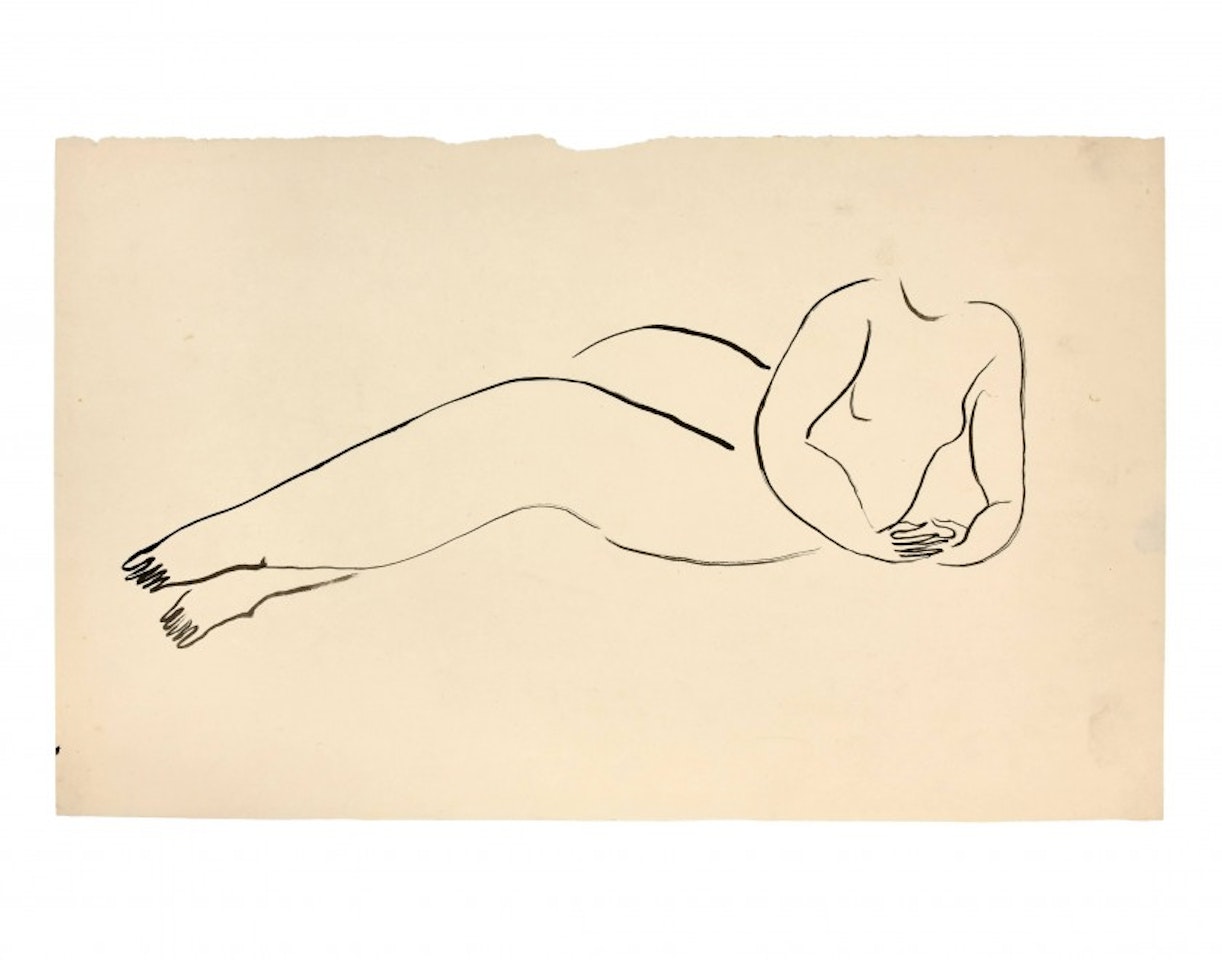Nude lying down, leaning by Sanyu