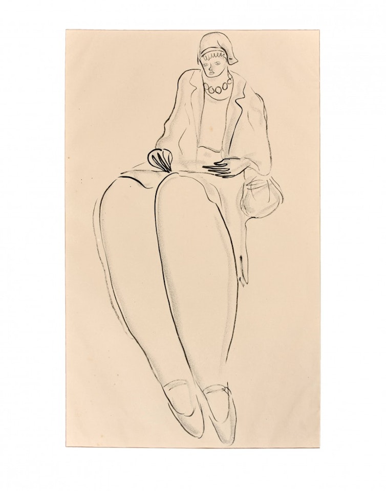 Sitting Woman Drawing by Sanyu