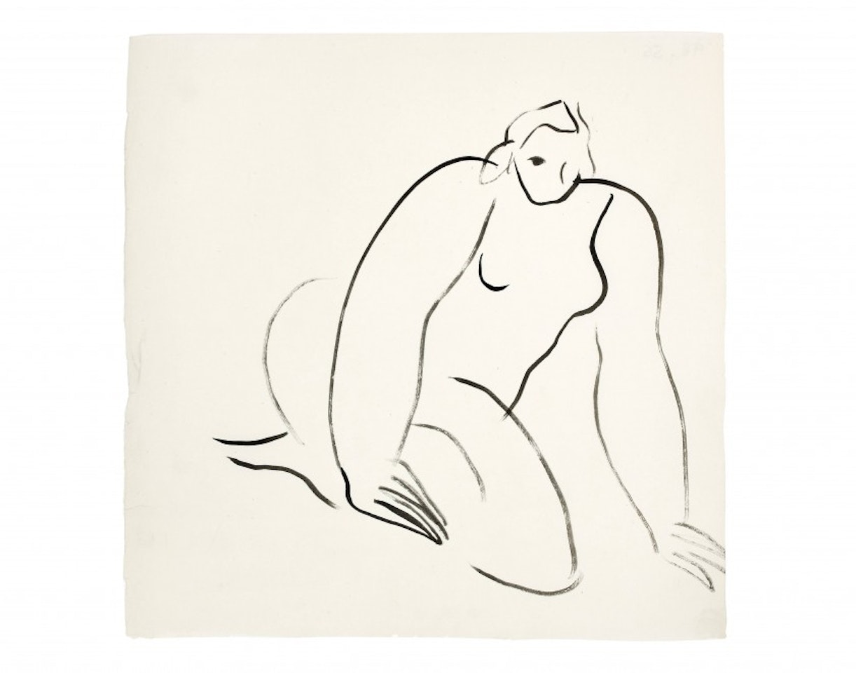 Nude crouching by Sanyu