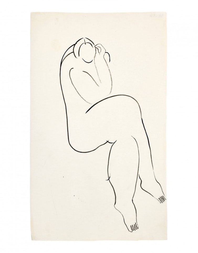 Nude sitting cross-legged by Sanyu
