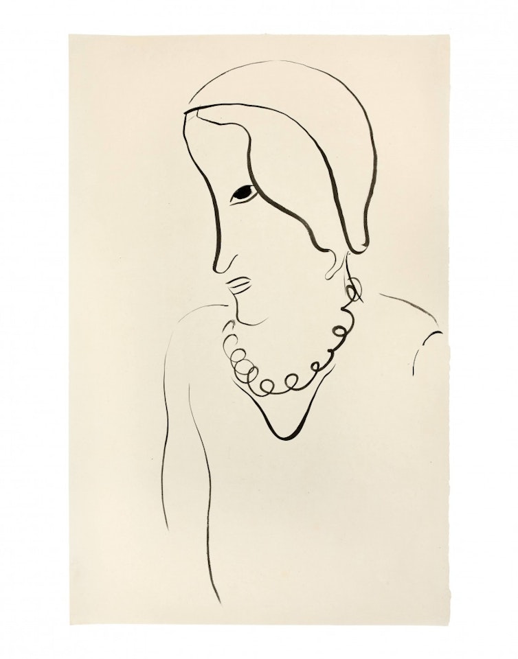 Portrait of woman with necklace by Sanyu