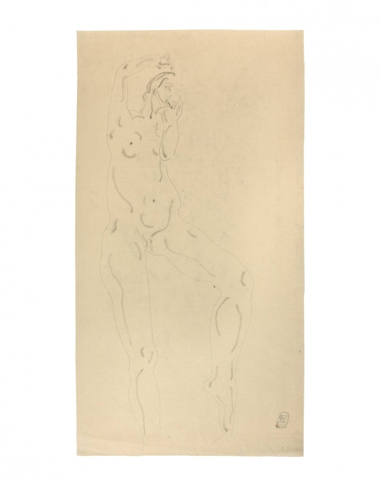 Nude standing, one leg up by Sanyu