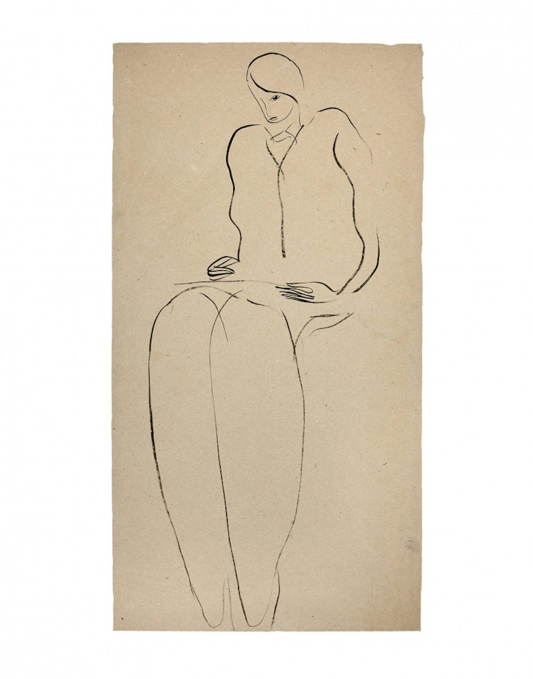 Sitting Woman Drawing by Sanyu