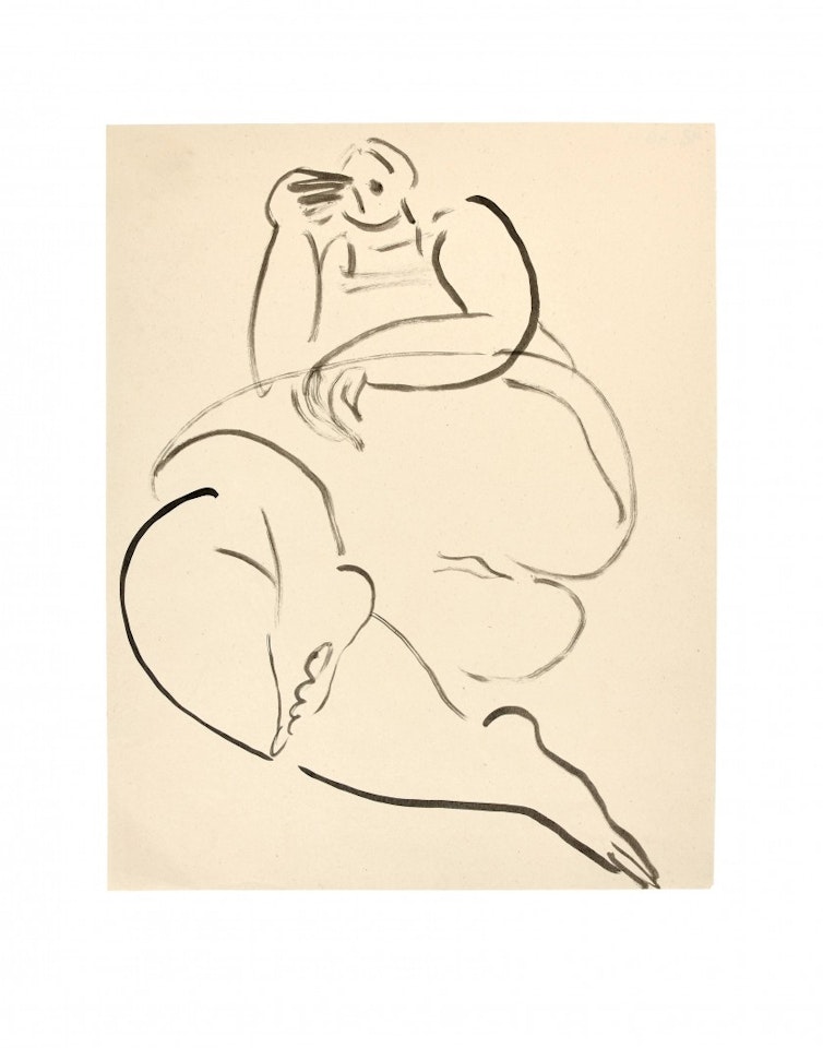 Woman lying down, legs bent by Sanyu