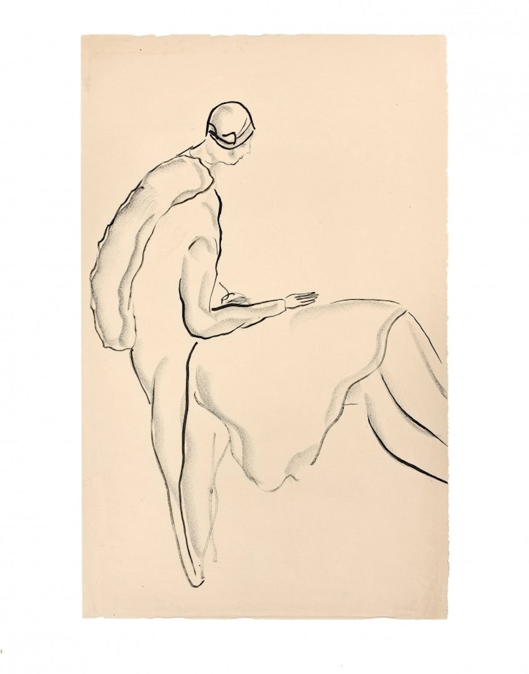 Woman with a hat sitting in profile by Sanyu