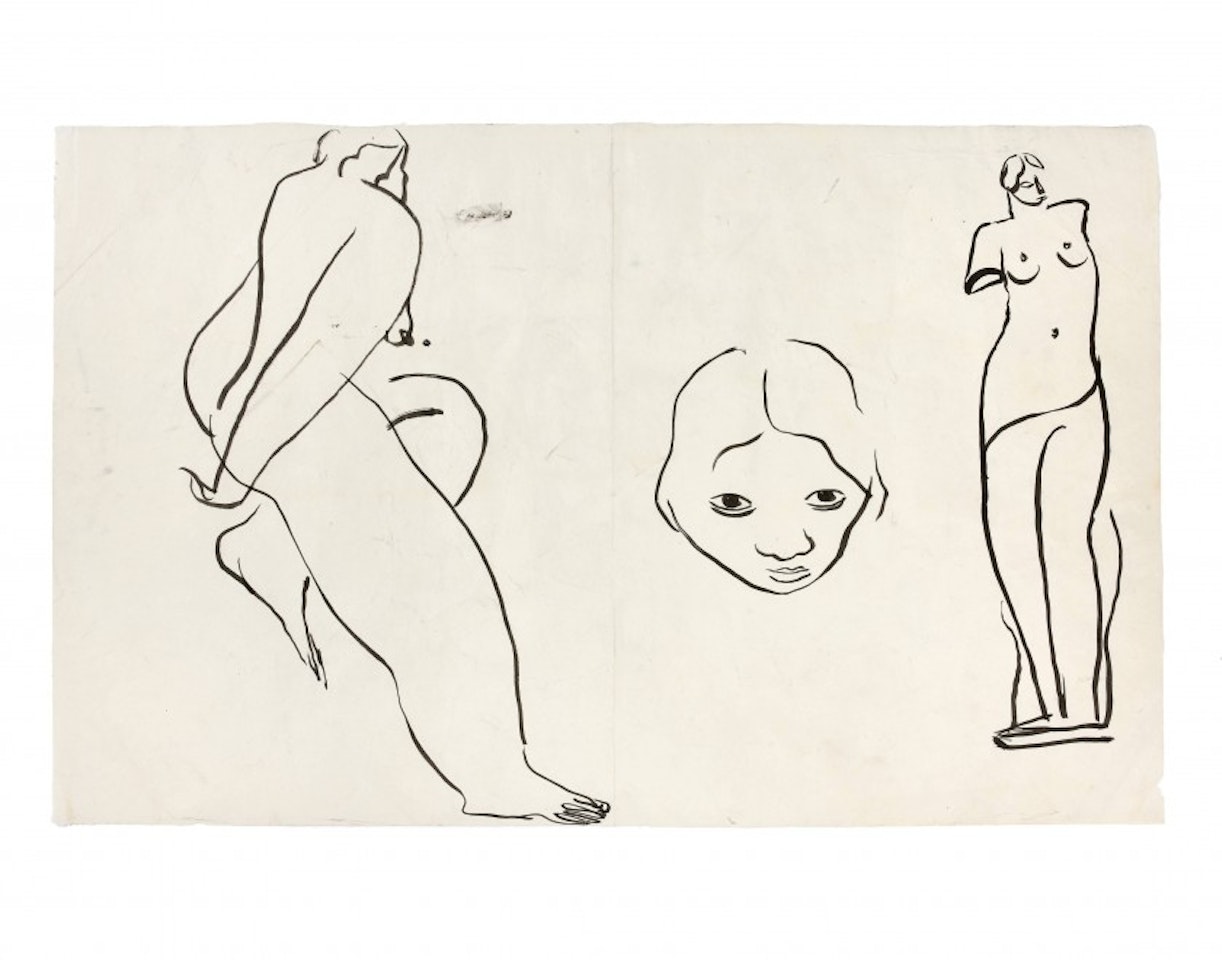 Study of nude, head and Venus of Milo by Sanyu