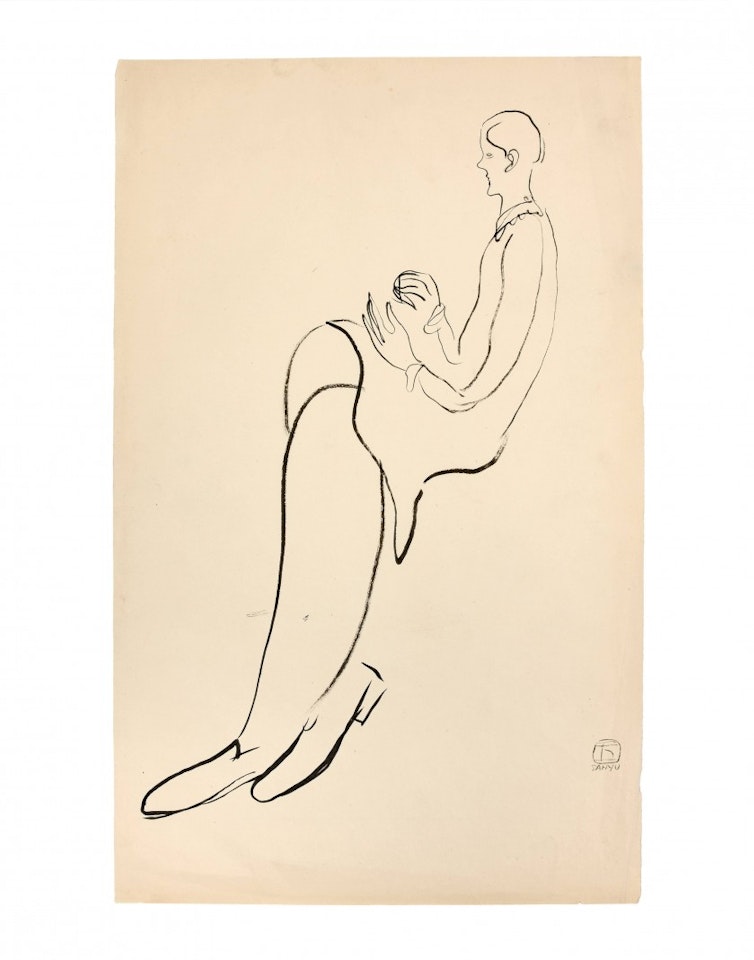 Woman sitting in profile by Sanyu