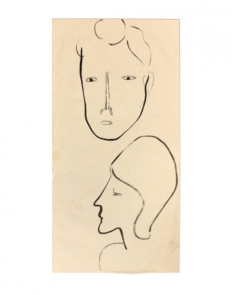 Two studies of heads by Sanyu