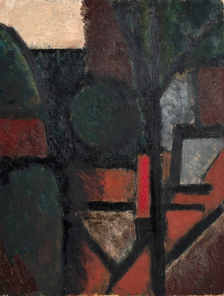 Houses, red stain by Marcel Gromaire
