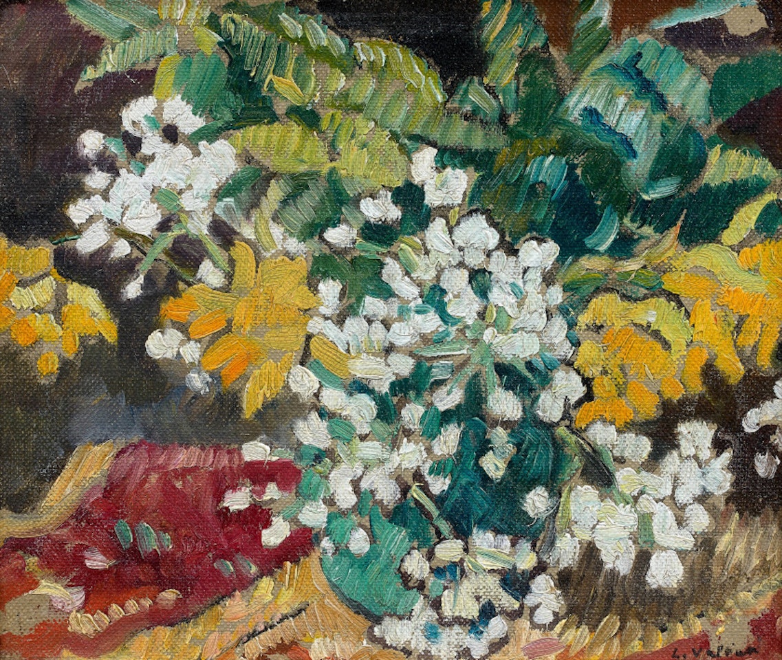 Bouquet of white geraniums by Louis Valtat
