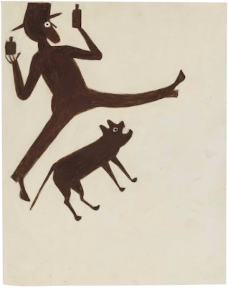 Drinking Man with Dog by Bill Traylor