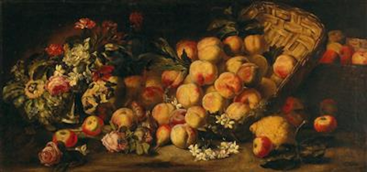 Flowers, apples and peaches by Abraham Brueghel